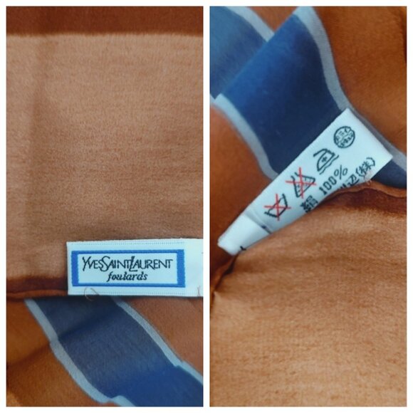 Yves Saint Laurent vintage silk colorblock geometric scarf 34" EUC - Picture 6 of 6